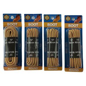 4 Pair Shoe Gear 72" Round Boot Laces- GOLD/BROWN #30